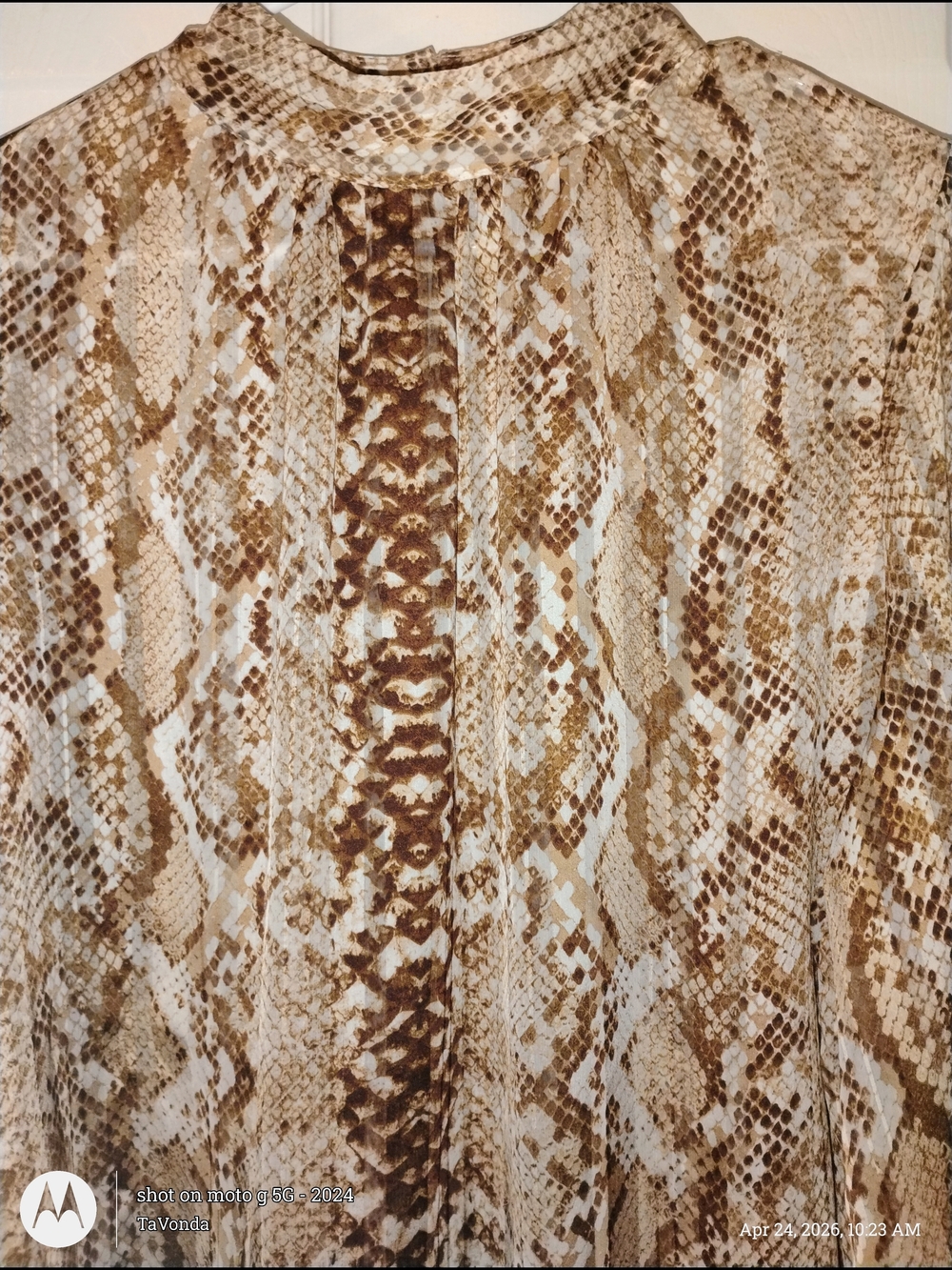 1 Madison Snake-Print Blouse in Brown and Cream PTP 24-26"